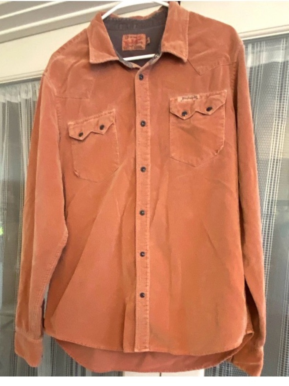 True religion XXL Men's Corduroy Button-Up Shirt Jacket in Rust